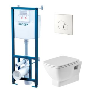 Нео rimless Пэк 1.WH50.1.572 подвесной унитаз + инсталляция + сиденье + панель хром Santek